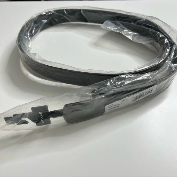 NWT COACH Plaque Buckle Cut To Size Reversible Belt 38 MM Black Charcoal - Picture 2 of 5